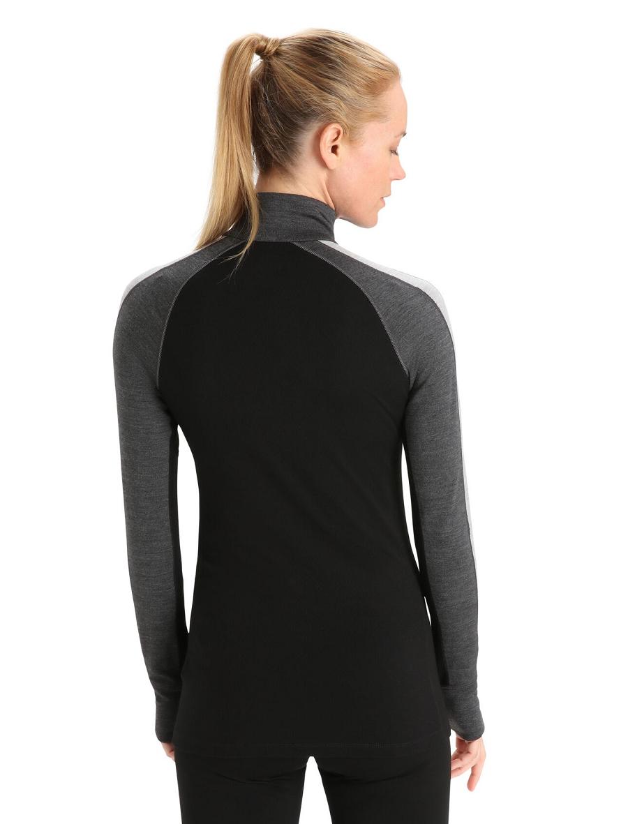 Jet Heather / Black Women's Icebreaker 260 ZoneKnit™ Merino Long Sleeve Half Zip Base Layers | USA 1880TCEV